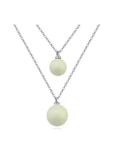 Personalized Double Layer Two Imitation Pearls Alloy Necklace