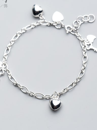 Heart Shaped Key DIY 925 Silver Bracelet