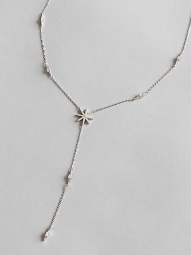 Pure silver inlaid zircon sun flower clavicle Necklace