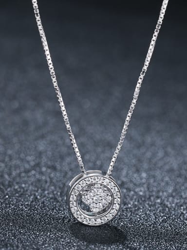 925 Sterling Silver With Platinum Plated Fashion Round Flower Necklaces