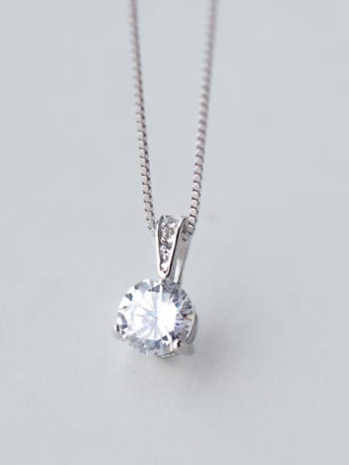 Elegant Round Shaped Shining Zircon Silver Necklace