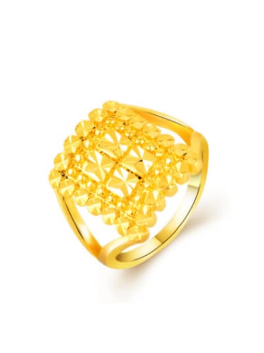 Exaggerated 24K Gold Plated Square Shaped Copper Ring
