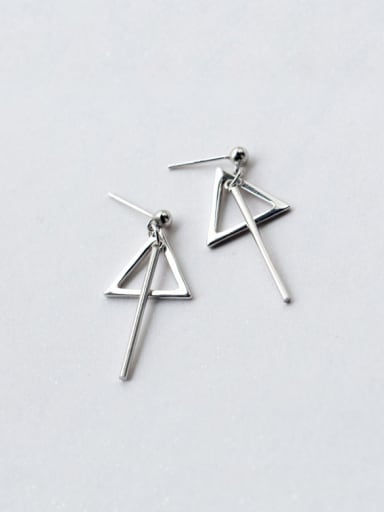 Elegant Triangle Shaped S925 Silver Drop Earrings