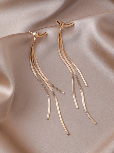 Alloy With Gold Plated Fashion Curved Long Tassel Earrings