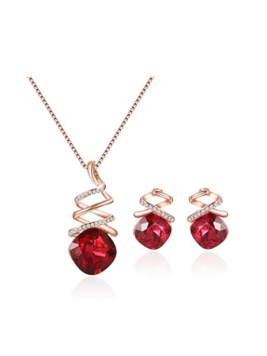 Alloy Rose Gold Plated Fashion Artificial Stones Two Pieces Jewelry Set