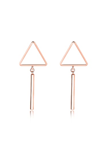 Simple Hollow Triangle Rose Gold Plated Titanium Stud Earrings