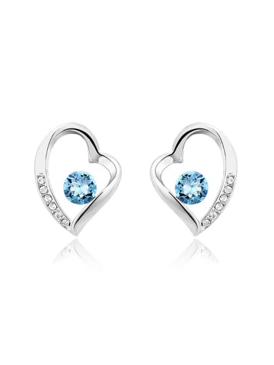 18K White Gold Heart-shaped Austria Crystal stud Earring