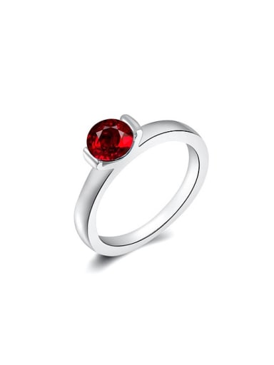 Fashion Red Swiss Zircon Platinum Plated Ring