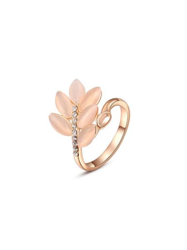 Trendy Rose Gold Plated Leaf Shaped Opal Ring