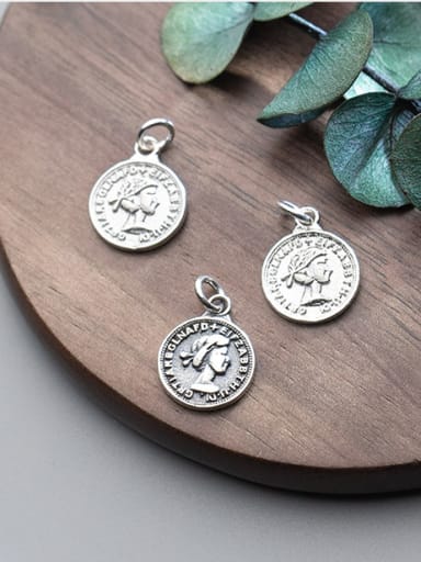 custom 925 Sterling Silver With Antique Silver Plated Trendy Round portrait Charms