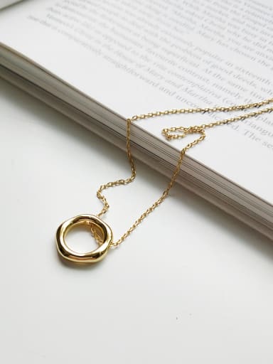 Sterling silver irregular ring golden necklace