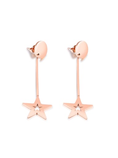 Fashion Rose Gold Plated Hollow Star Drop Earrings
