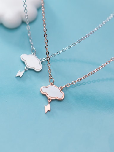 925 Sterling Silver With Rose Gold Plated Simplistic Clouds Pendant Necklaces