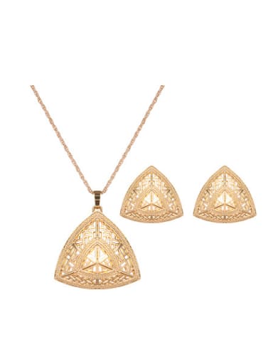 Alloy Imitation-gold Plated Vintage style Hollow Triangle shaped Two Pieces Jewelry Set