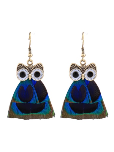 Peacock Feathers Minimalist Fashion Female Owl Drop Earrings