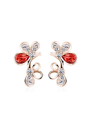 Ethnic style Flowery Austria Crystal Stud Earrings