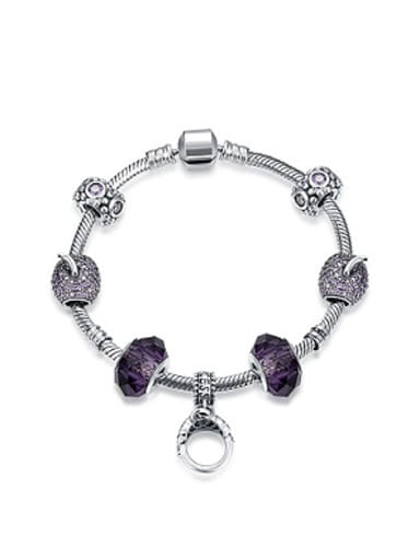 Fashion Purple Glass-studded Beads Bracelet
