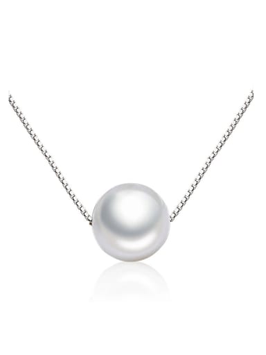 Simple White Imitation Pearl Copper Necklace