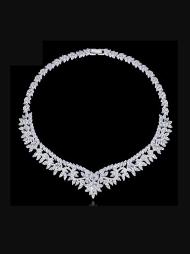 Bridal jewelry copper inlaid AAA zircon luxury necklace