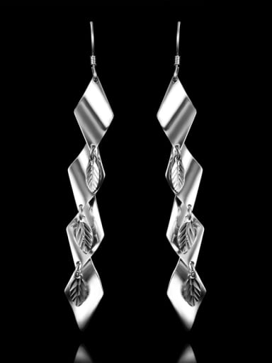 Personalized Rhombuses Little Leaves 925 Sterling Silver Drop Earrings