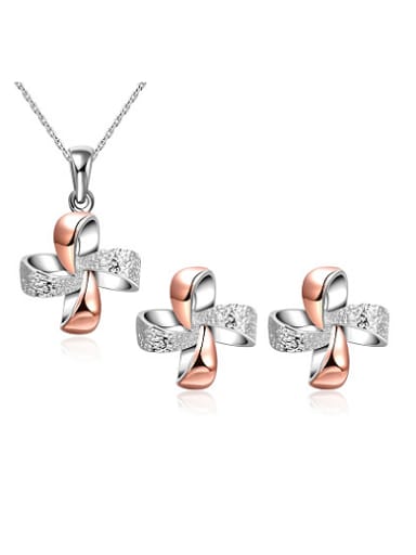 Alloy Rose Gold Plated Windmill Two Pieces Jewelry Set