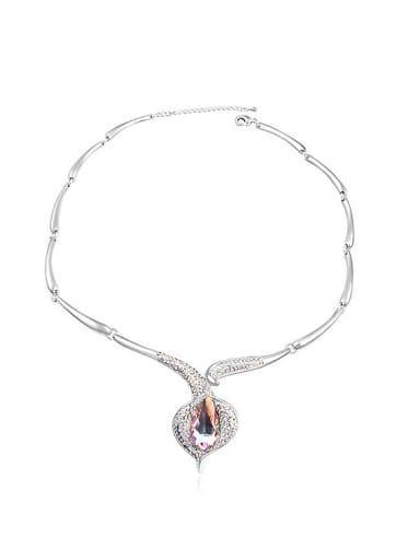 Fashion austrian Crystals Heart Pendant Alloy Necklace