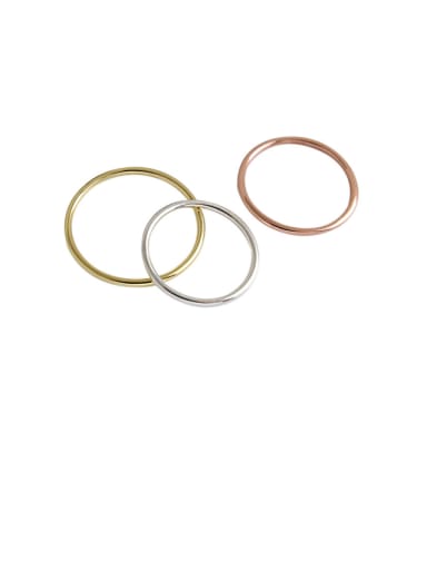 925 Sterling Silver With Gold Plated Simplistic Round Midi Rings