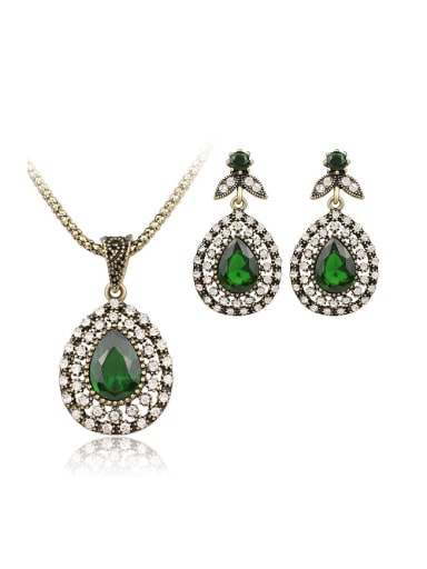 Retro style Resin stones Water Drop shaped Alloy Two Pieces Jewelry Set
