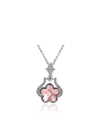 2018 Copper Alloy White Gold Plated Fashion Flower Crystal Necklace