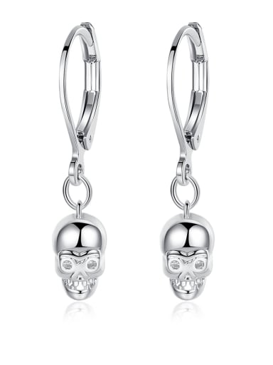 Copper With Platinum Plated Vintage Skull Drop Earrings