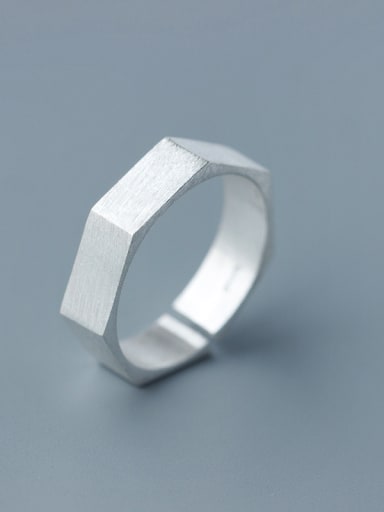 Couples Geometric Shaped Brushed S925 Silver Ring