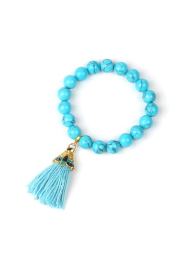 Bohemia Style Blue Turquoise Beaded Tassel Bracelet
