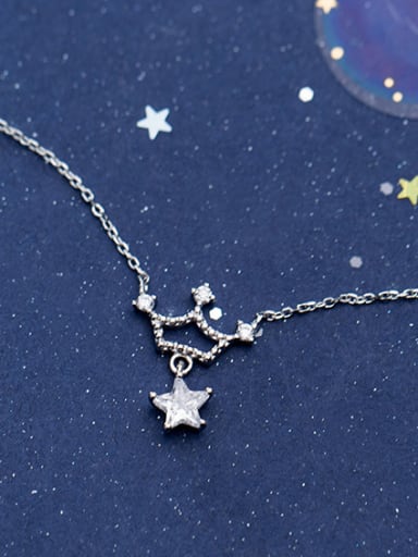 925 Sterling Silver With Silver Plated Personality Crown Star Necklaces
