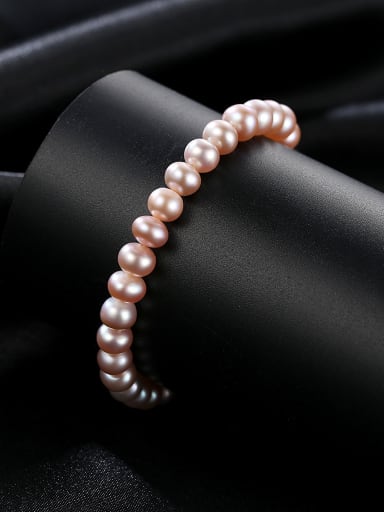 Sterling Silver 6-6.5mm oblate Lavender freshwater pearl bracelet