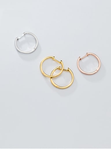 925 Sterling Silver With Gold Plated Simplistic Round Hoop Earrings