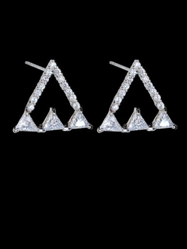 Sterling Silver Needle Triangular Geometry Zircon stud Earring