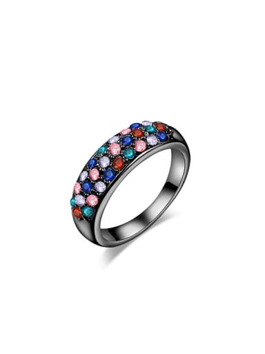 Colorful Black Gun Plated Austria Crystal Ring