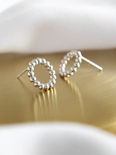 925 Sterling Silver With Silver Plated Classic Round Stud Earrings