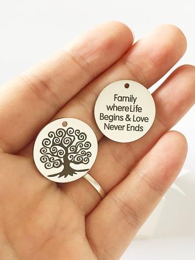 Stainless Steel With Trendy Round with tree and words Charms