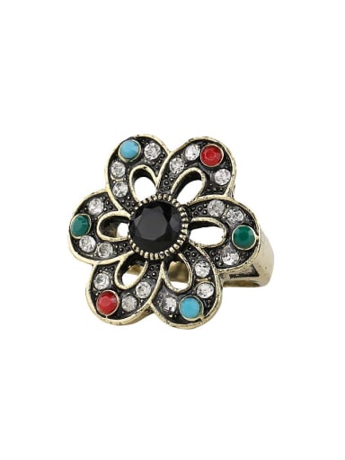 Retro style Cubic Resin stones Crystals Alloy Ring