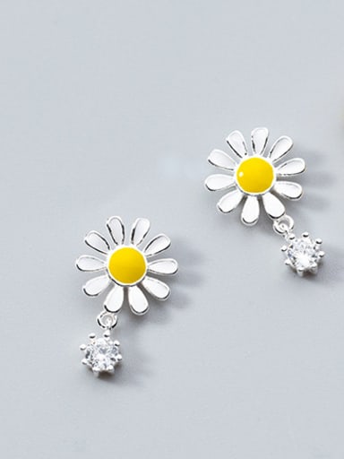 Pure silver sweet Zricon Sunflower Earrings