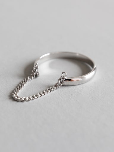 Sterling silver minimalist smooth chain free size ring