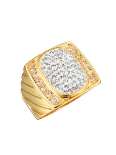 Exaggerated Gold Plated Geometric Shaped Zircon Ring