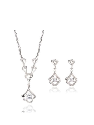 Alloy White Gold Plated Fashion White Stones Two Pieces Jewelry Set