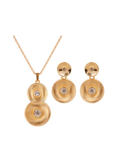 Alloy Imitation-gold Plated Fashion Artificial Stones Round Two Pieces Jewelry Set