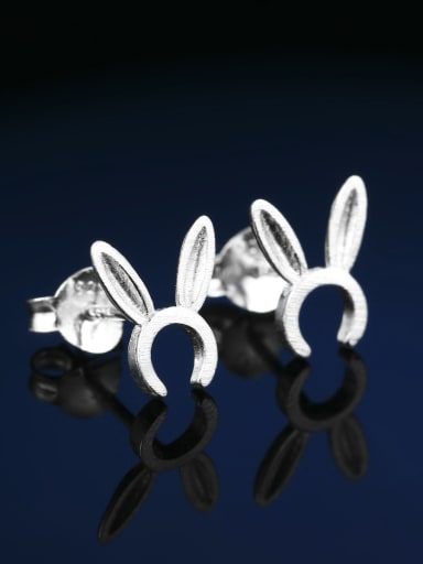 Personalized 925 Sterling Silver Little Rabbit Stud Earrings