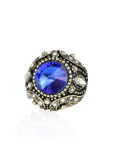 Retro Noble style Resin stone White Crystals Alloy Ring