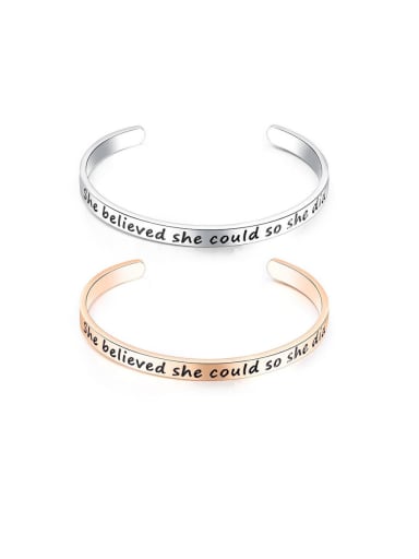 Titanium With Smooth  Simplistic Monogrammed Free Size Mens Bangles