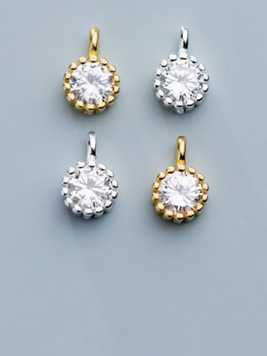 925 Sterling Silver With Cubic Zirconia Simplistic Round Charms