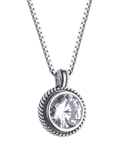 925 Sterling Silver With Cubic Zirconia  Vintage Round Necklaces